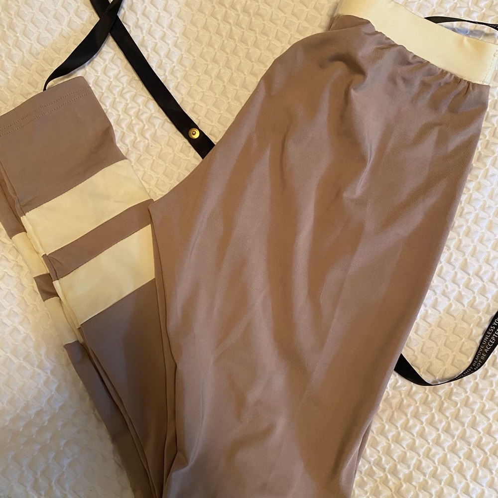 PLT Taupe workout leggings